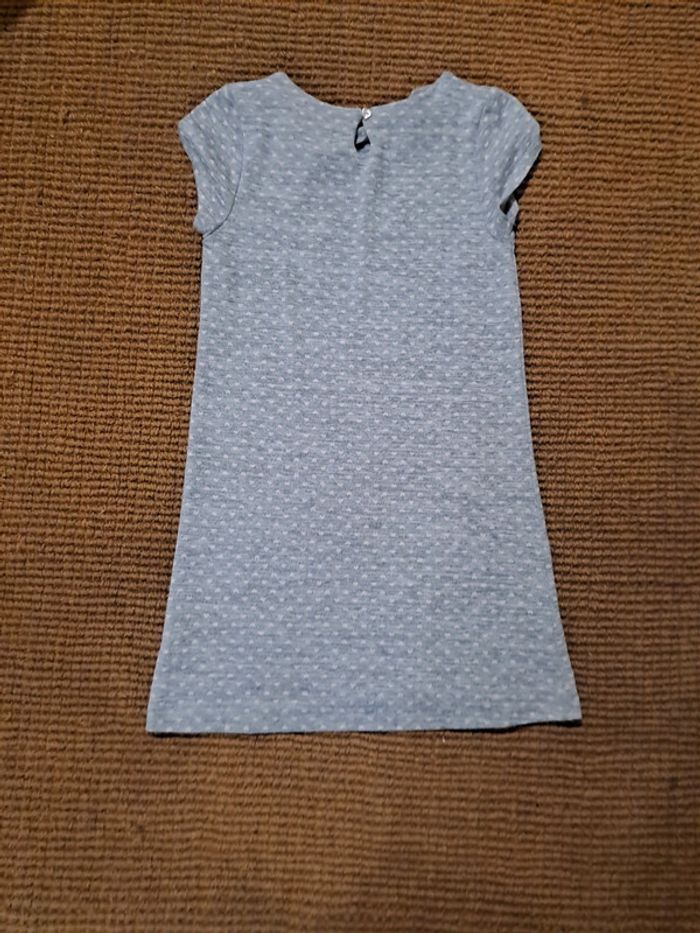 Robe manches courtes gris chiné petits cœurs rose 12 ans noeud sequins 12 ans terranova - photo numéro 4