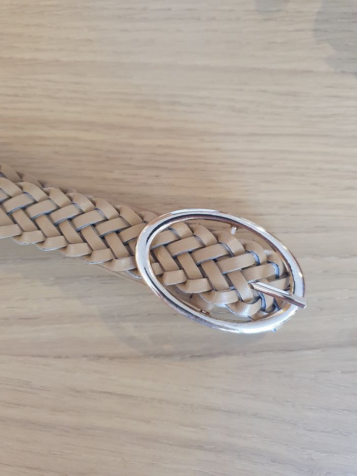 Ceinture fine tressée beige taupe - photo numéro 2