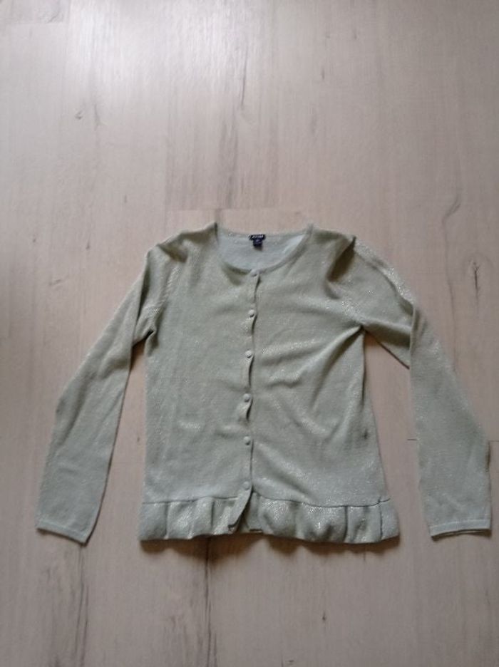 Gilet marque Kiabi taille 10 ans couleur vert pâle pailleté