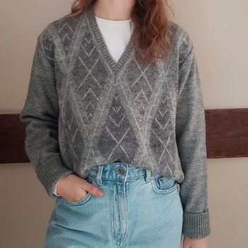 Pull col V gris laine made in Italy