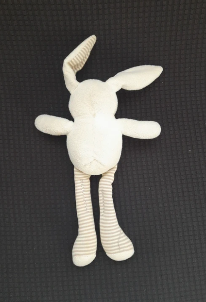 Peluche lapin beige rayé 25 cm – jouet enfant - photo numéro 2
