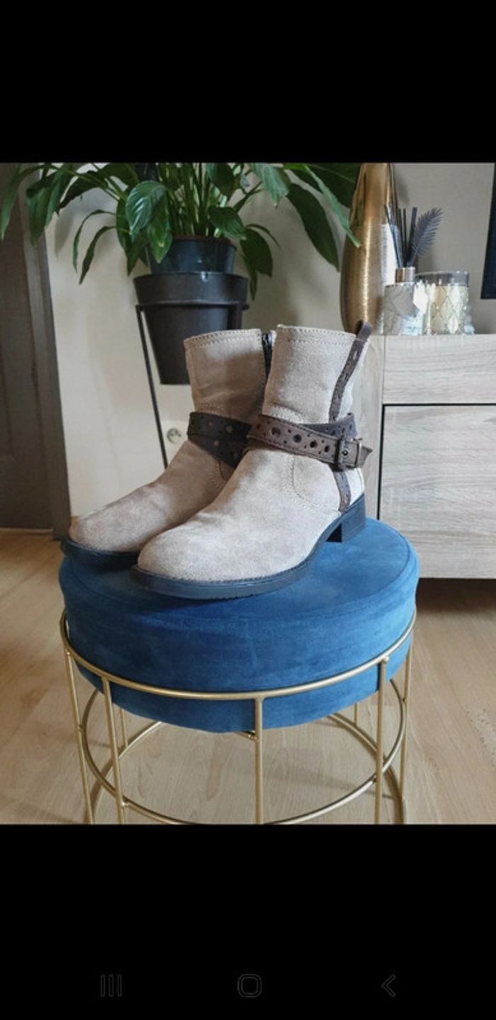 Bottines beige en daim - photo numéro 2