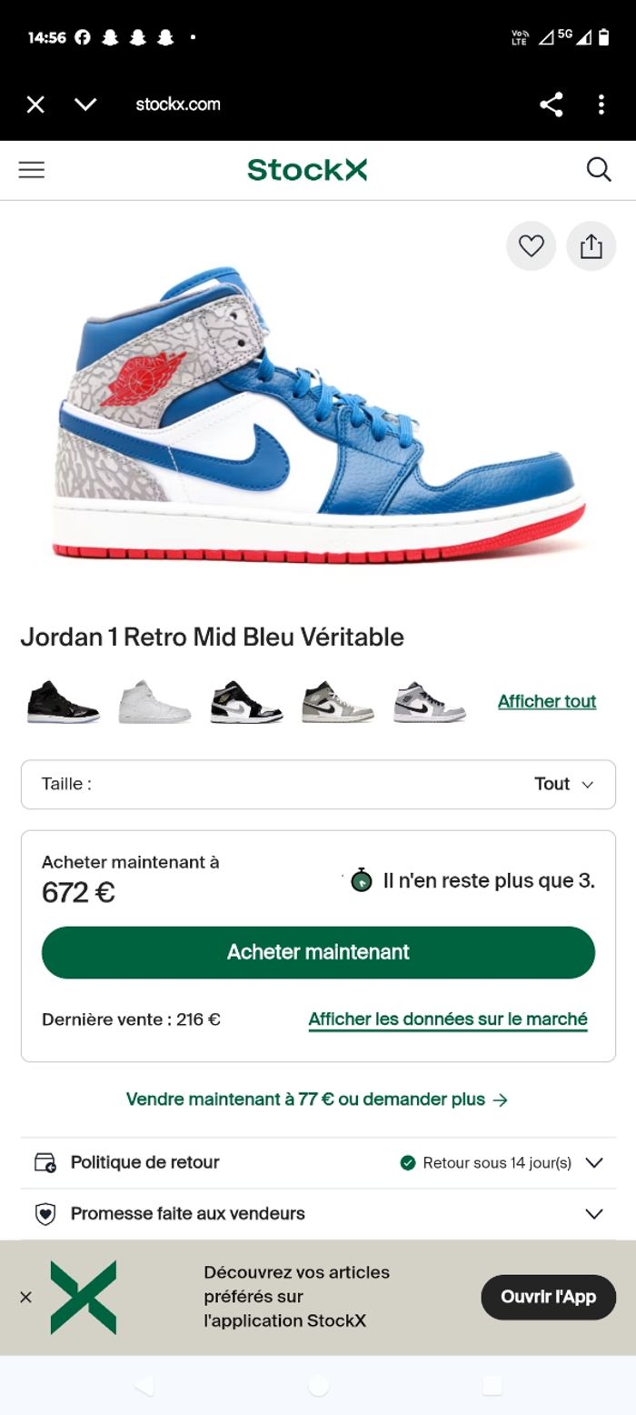 Jordan 1 mid collector de 2013, red/bleu cément éléphant - photo numéro 9
