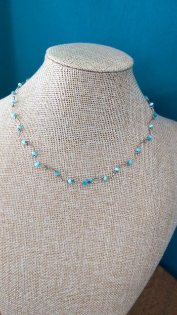 Collier vintage perles turquoise et blanches - Idée Fête des Mères 💙