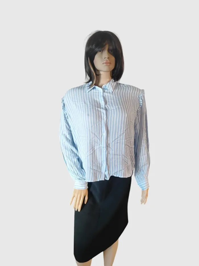 Chemise Gémo bleu clair T.46 Coton - Rayures - Très bon état - photo numéro 2
