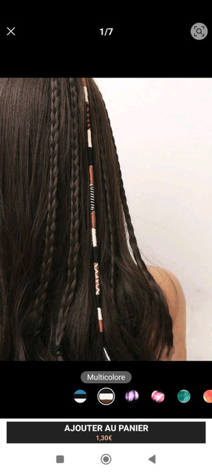 Clip lien tissé beige, noir, marron pour cheveux longs - photo numéro 6