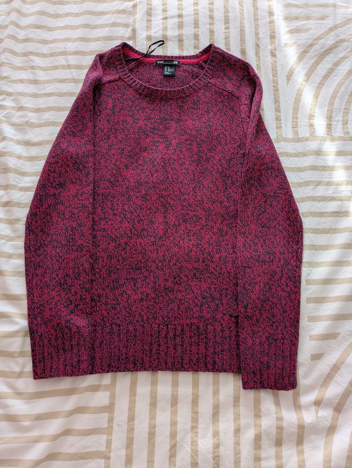 Pull Tricot H&M BASIC - Rouge Chiné Noir