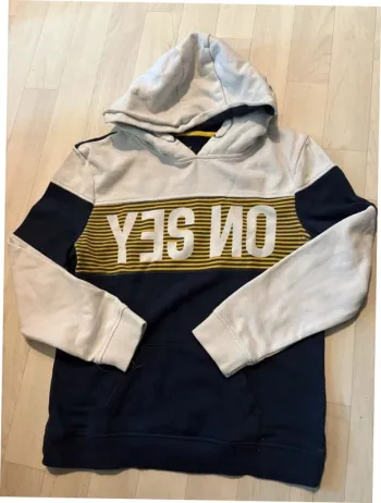 Sweat à capuche primark 12/13 ans bon etat blanc et bleu marine