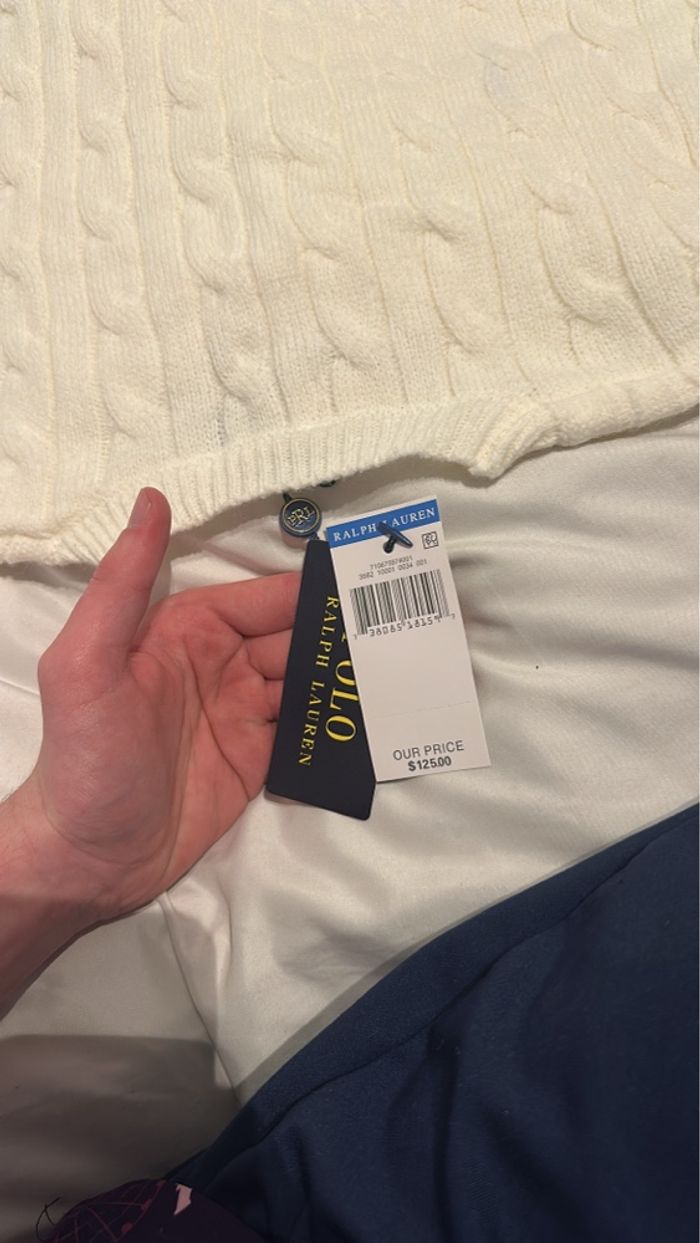 Pull Torsadé Ralph Lauren Beige Creme - photo numéro 3