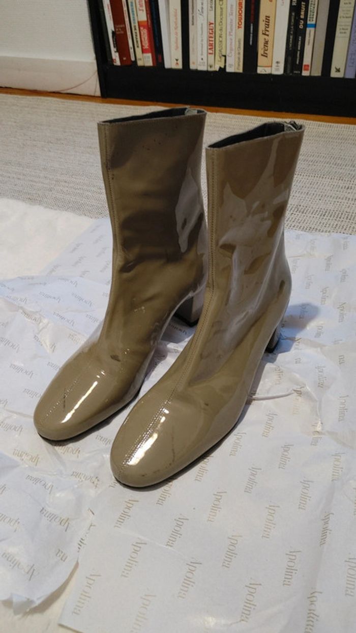 Bottines en cuir 100 % Jonak couleur kaki très bon état - photo numéro 2