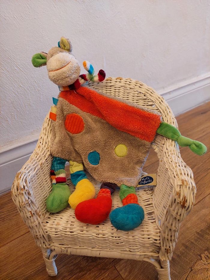 Doudou plat vache ou girafe Mots d'enfants