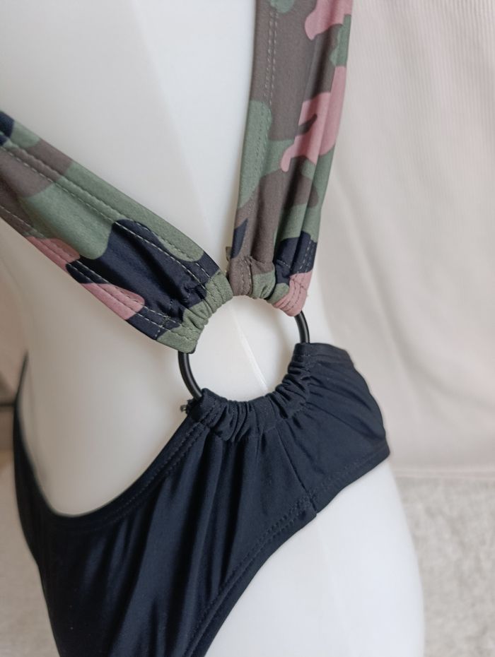 Maillot de bain une pièce trikini noir et camouflage Ardene neuf avec étiquette S - photo numéro 5