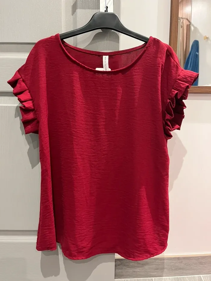 T shirt col rond froufrous