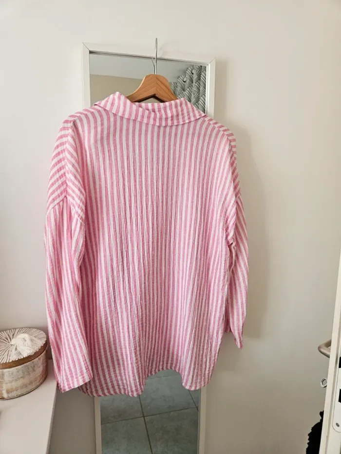 Chemise gaze coton rayée Palmier fushia Le dressing de nana - photo numéro 3