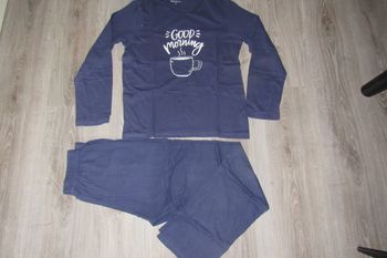 PYJAMA 2 PCS : TEE SHIRT + PANTALON MARINE "IN EXTENSO" - TAILLE S - n°01