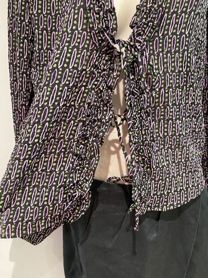 Chemise Zara, taille M/38 Rose noir  vert polyester, élasthane - photo numéro 3