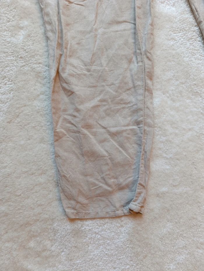 Combinaison Zara Basic S beige crème avec gros boutons et ceinture assortie coton lin - photo numéro 10