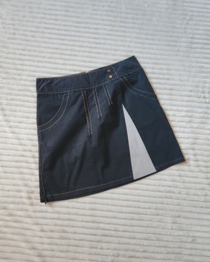 Jupe courte La Redoute – Taille 42 – Noir et gris avec détails jaunes