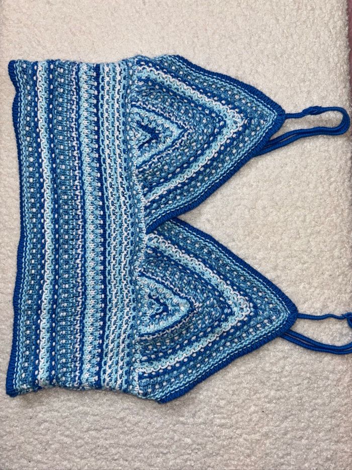 Crop top en maille bleu