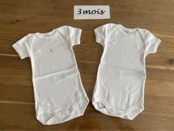 Bodies blancs sans manches petit bateau 3 mois