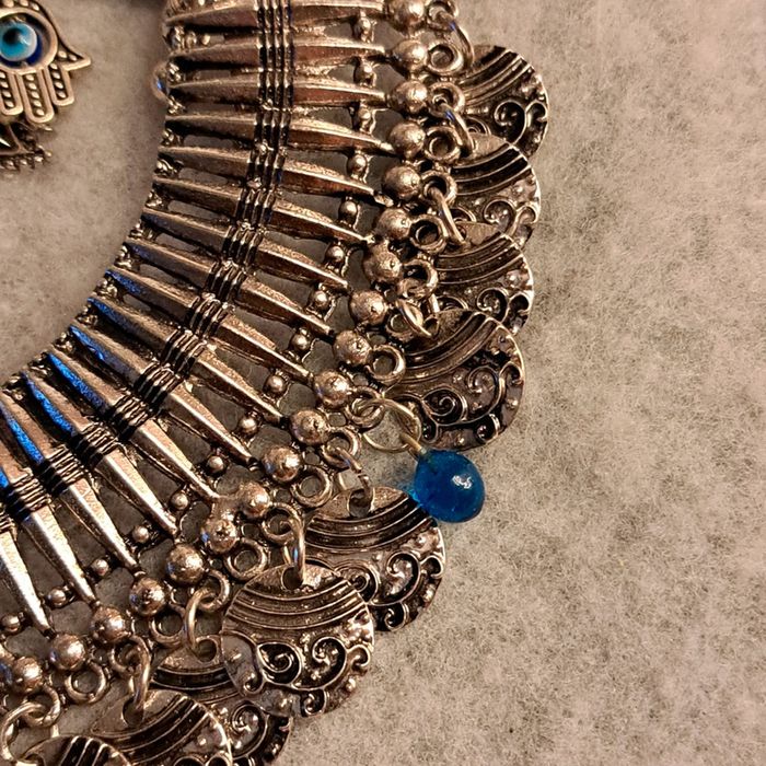 Collier aztèques argenté et bleu - photo numéro 4