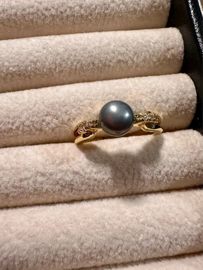 Bague en argent 925 et véritable perle noire fait main – Élégance intemporelle - photo numéro 6