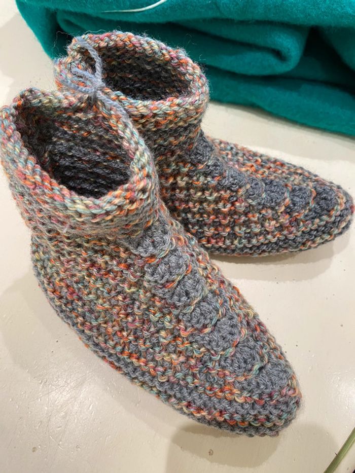 Chaussons, laine, tricoté, 35 - photo numéro 6