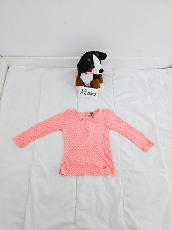 Tee shirt manches longues léopard rose fluo bébé fille 12 mois 1 an