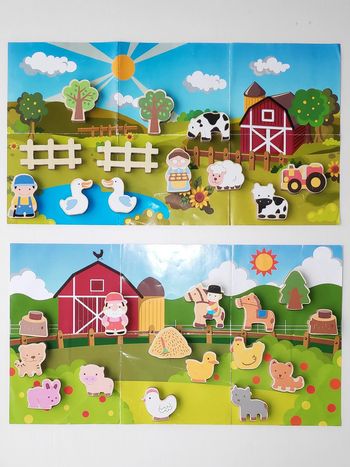 2 scènes de la ferme avec pièces en bois
