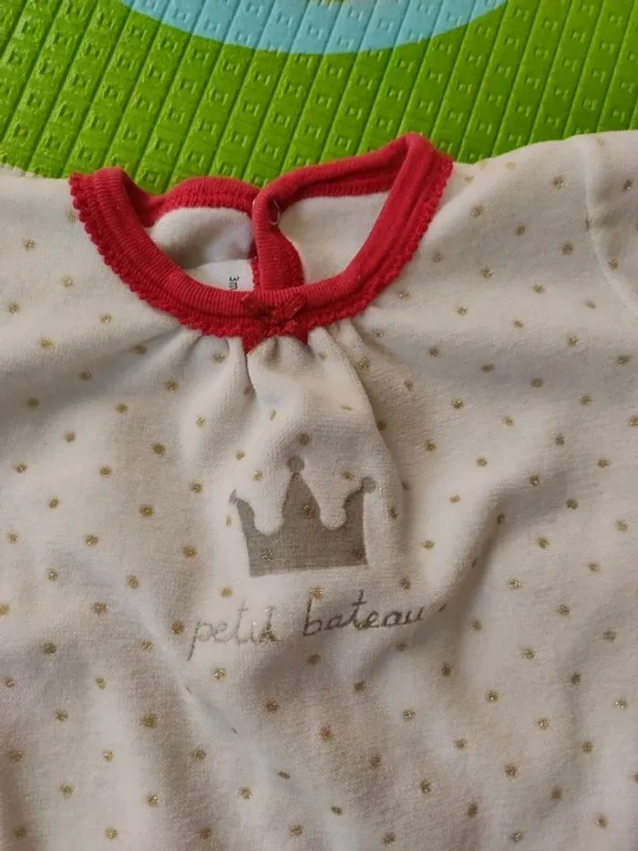 Pyjama velours blanc Petit Bateau 3 mois - photo numéro 2