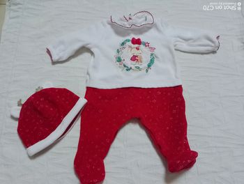 Sergent major pyjama velours Noël bonnet 1 mois