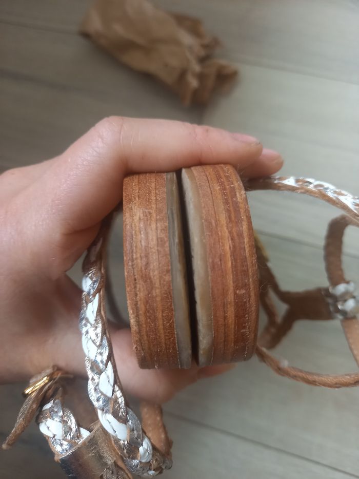 tropeziennes cuir blanc doré argenté - photo numéro 8