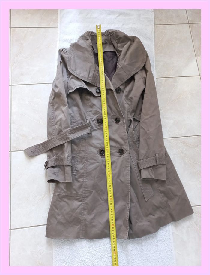 Trench-coat court Piazza Italia gris/taupe cintré - Taille S - Style chic décontracté - photo numéro 20