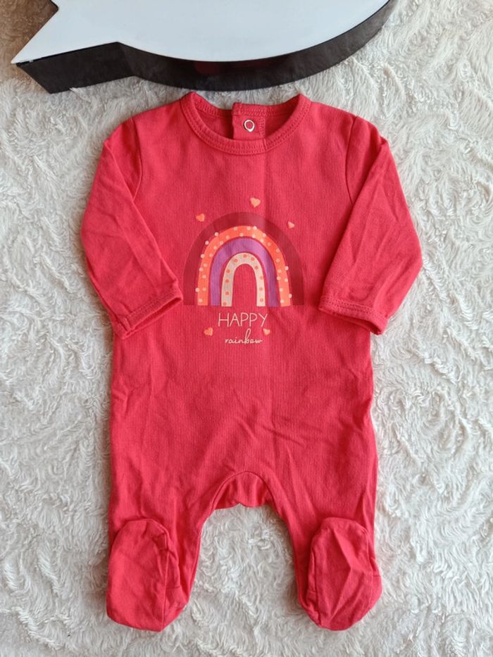 Pyjama été léger Fille 1 mois Arc en ciel happy rainbow Kiabi Eco conception 100% coton bio - photo numéro 2