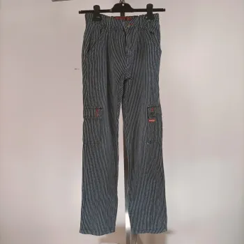 Pantalon orchestra 14 ans rayures verticales bleu marine et blanc A143