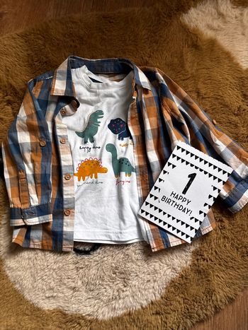 Ensemble chemise + tee shirt dinosaures IN Extenso t.12m