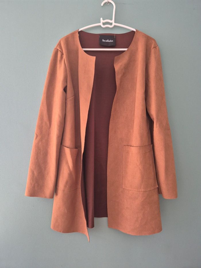 Veste d'été fine, marron effet suédine, taille unique - photo numéro 2