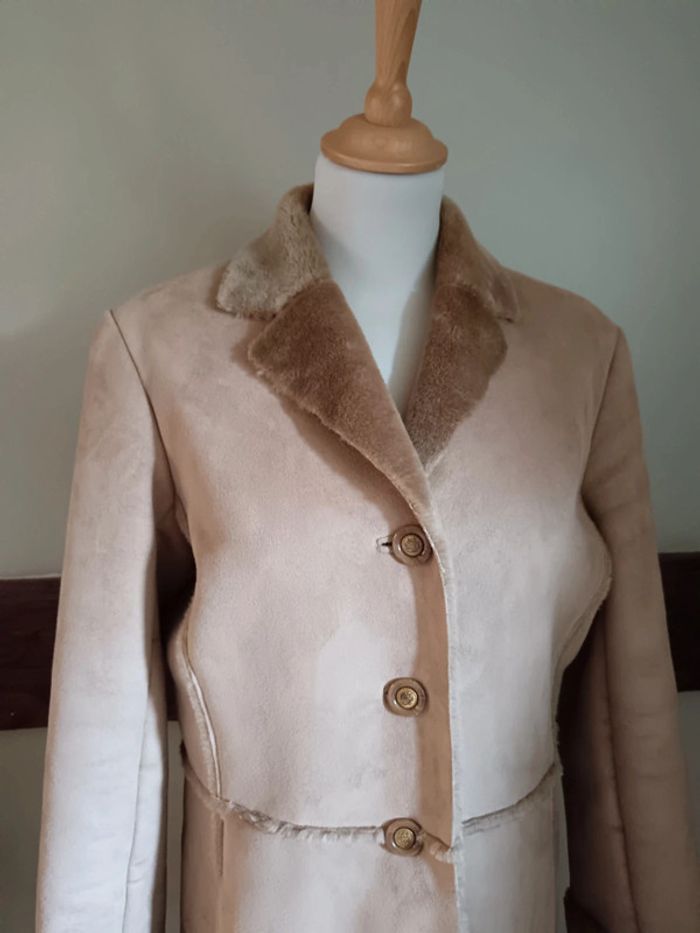 Manteau long peau lainée marron Zapa - photo numéro 4