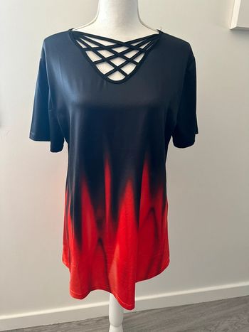 Blouse tie and dye noire et rouge 2YK T44 XXL