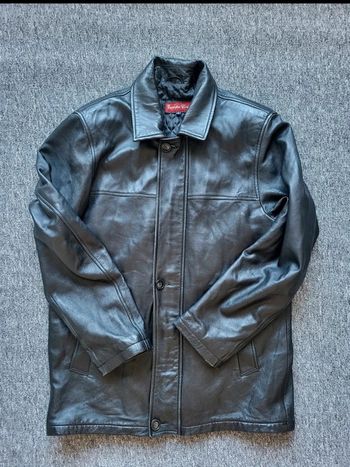 Manteau en Cuir Europe Cuir - Noir - 100% Cuir Véritable - Classique & Élégant - Taille L ou XL