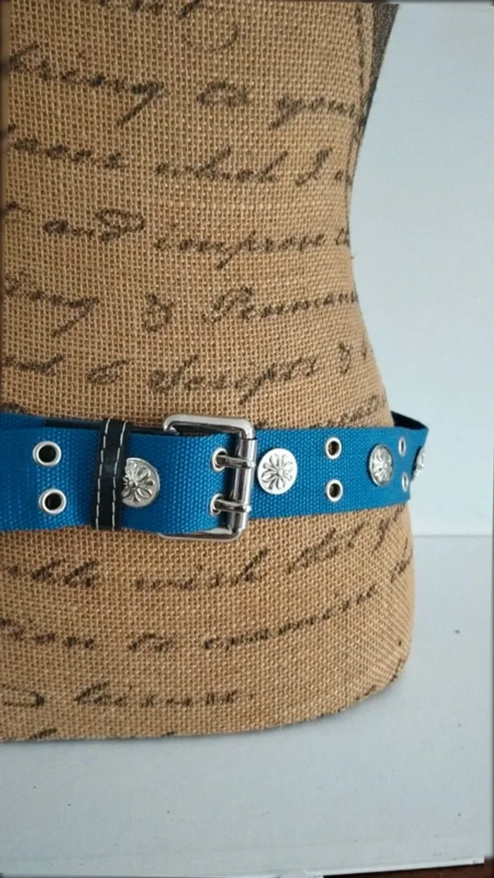 Ceinture bleu ronds argenté 95 cm - photo numéro 4