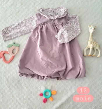 Ensemble robe et sous pull lila 12mois