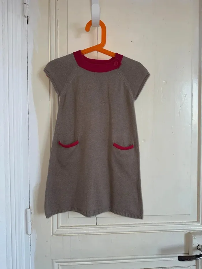Robe Okaïdi en maille - Taupe et rose - Très bon état