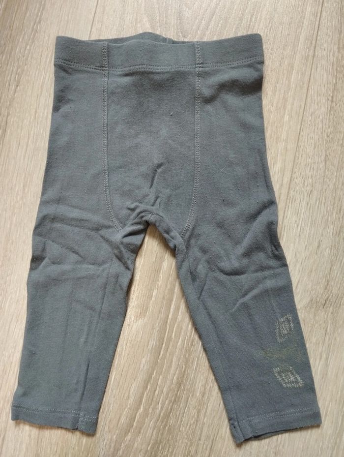 Lot leggings bleu points dorés et gris fille 6 mois - photo numéro 3