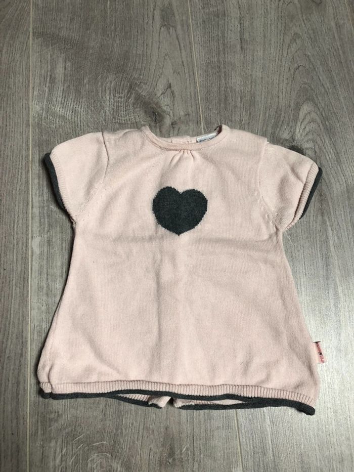 Pull coeur manche courte