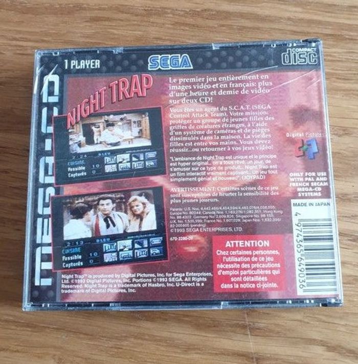 Jeu Sega Mega Cd Night Trap Mega-CD Complet notice version Fr - photo numéro 8