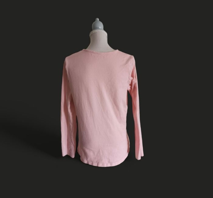 T shirt manches longues rose pâle motif licorne pailleté in extenso taille 12 ans - photo numéro 2