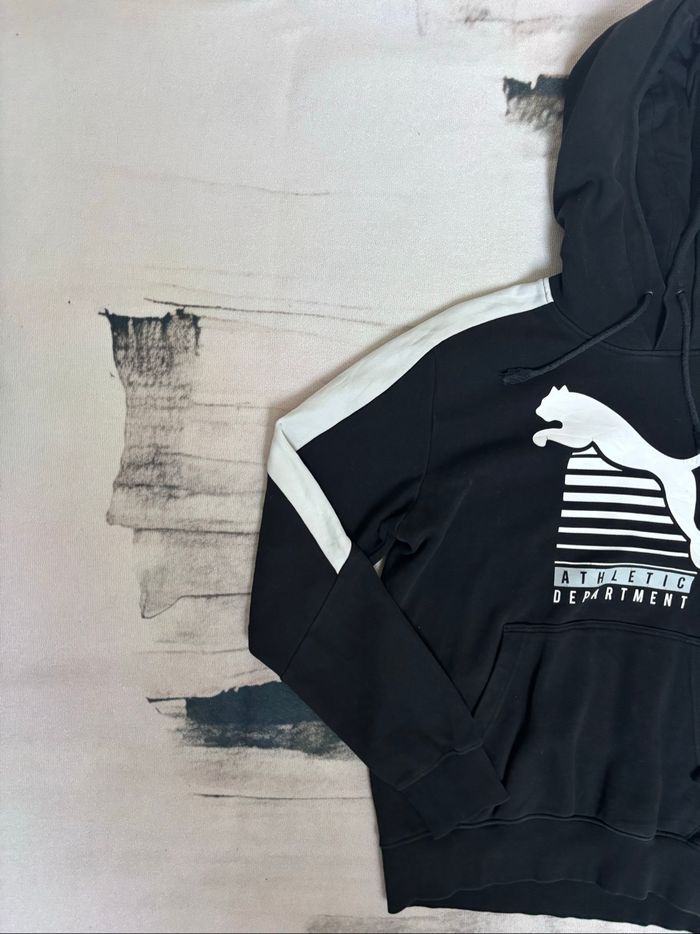 Sweat à capuche Puma, Taille S, Imprimé Blanc et Bandes Blanches sur les Épaules - photo numéro 4