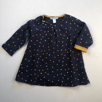 Robe bleu marine et moutarde