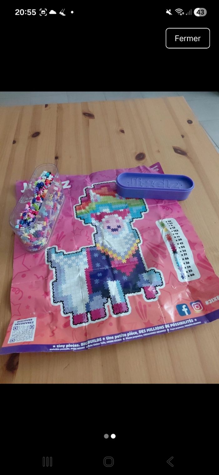 Puzzle jixelz grand modèle en tres bon état dans sa boîte d origine modèle licorne et lama - photo numéro 2